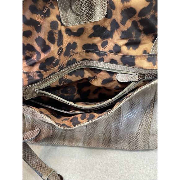 B Makowsky Leather Snake Skin Pattern Medium Crossbody Bag Purse - Picture 11 of 16